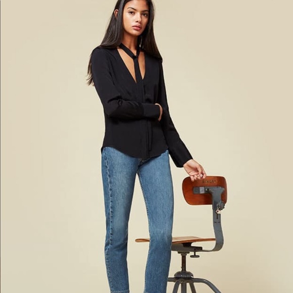 Reformation Tops - Reformation Eldridge Black blouse Top Size M